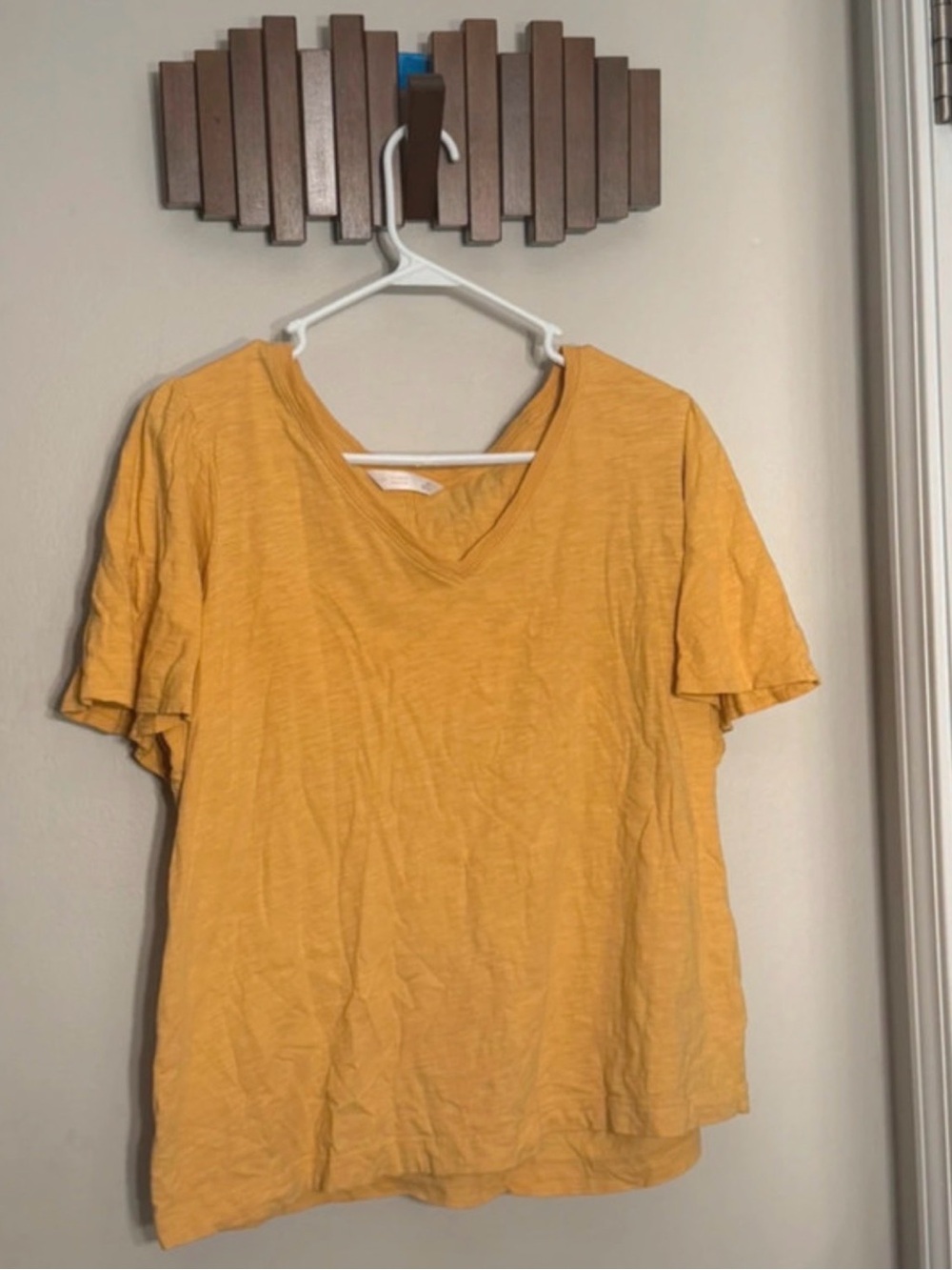 LC Lauren Conrad V-Neck Short Sleeve Tee in Mustard